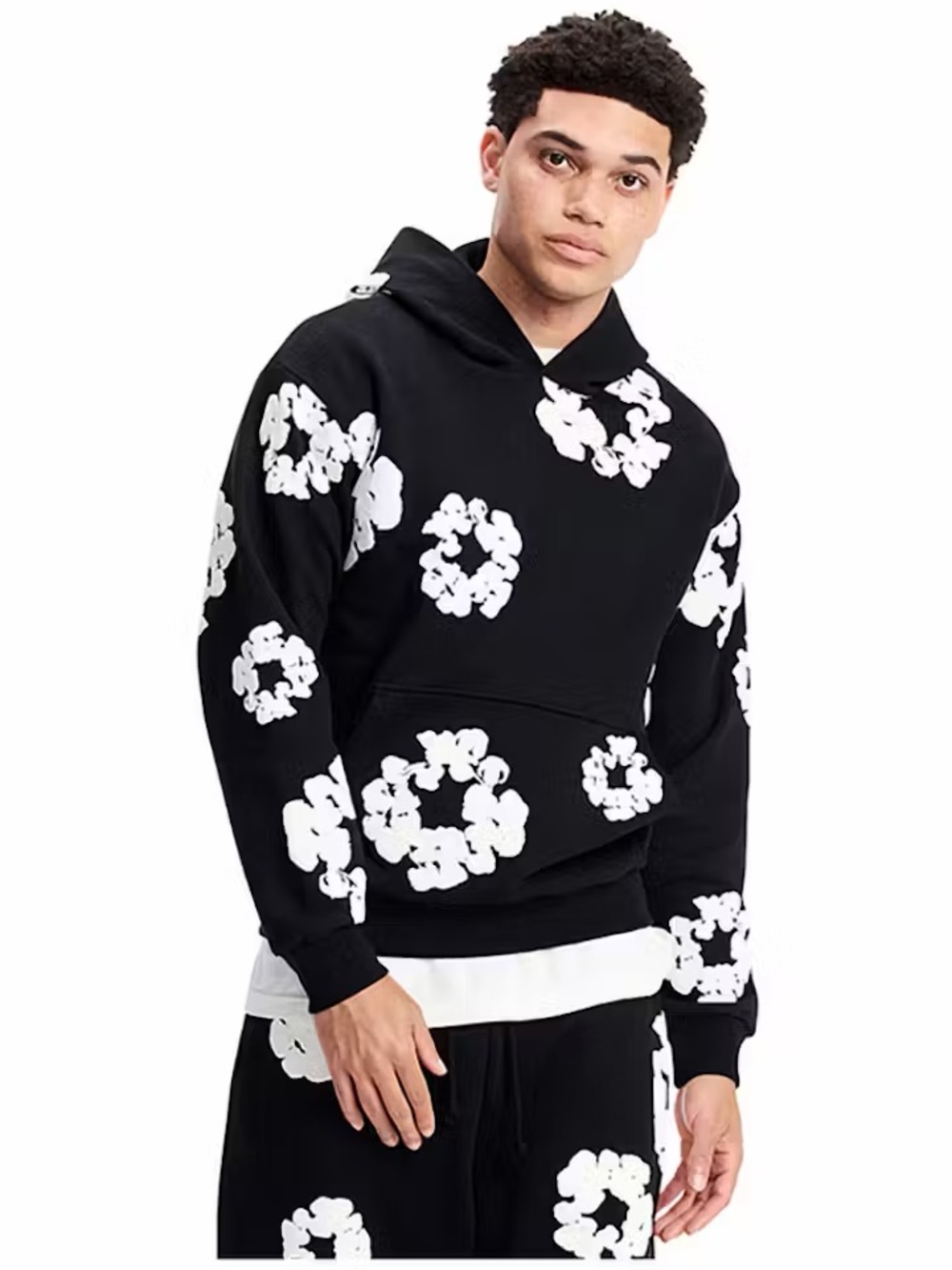Denim Tears Black Hoodie White Wreath Hoodie
